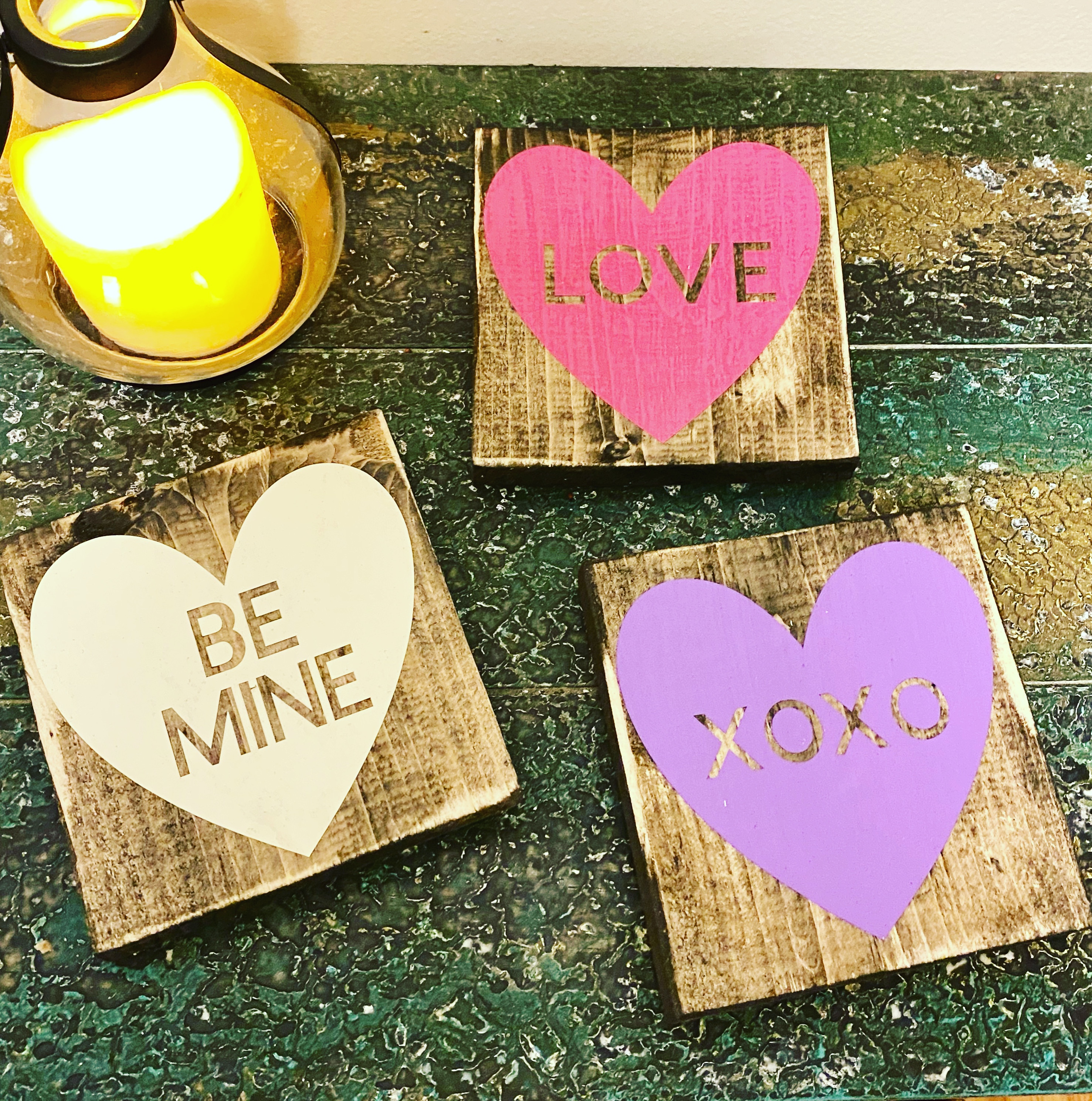 Wood Conversation Hearts Sign Valentines Day Decor